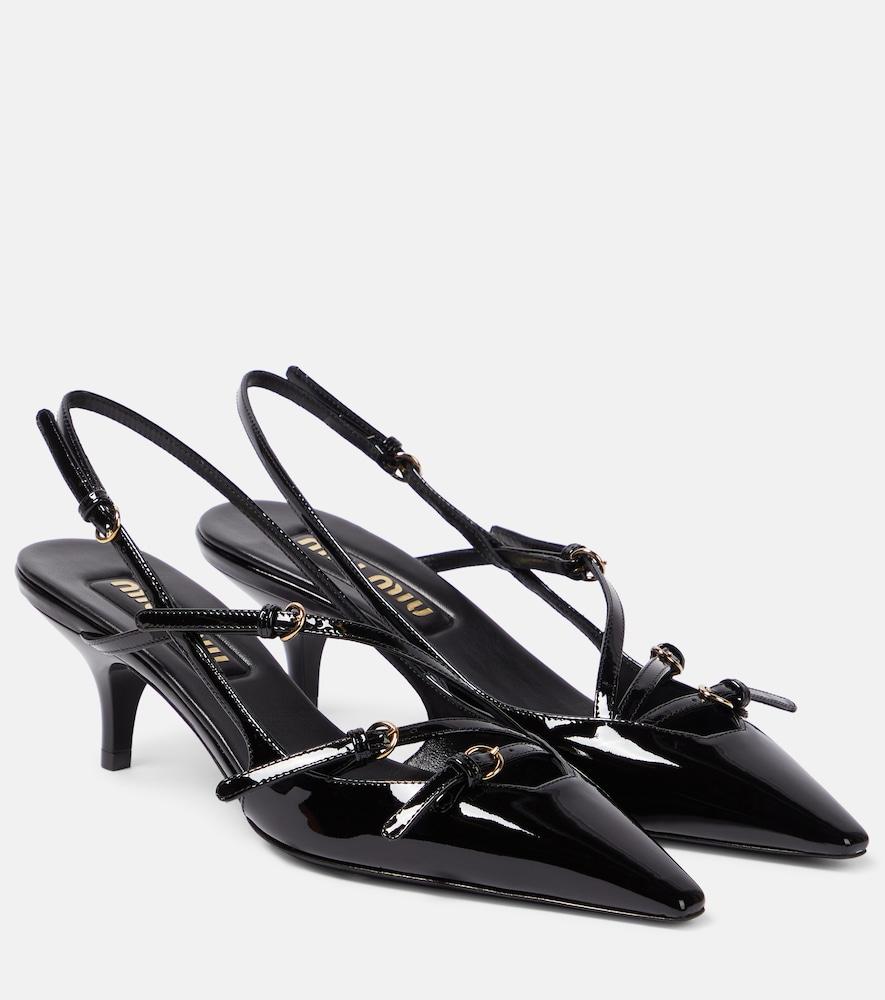 miu miu patent leather slingback pumps