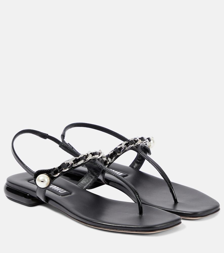 miu miu patent leather thong sandals