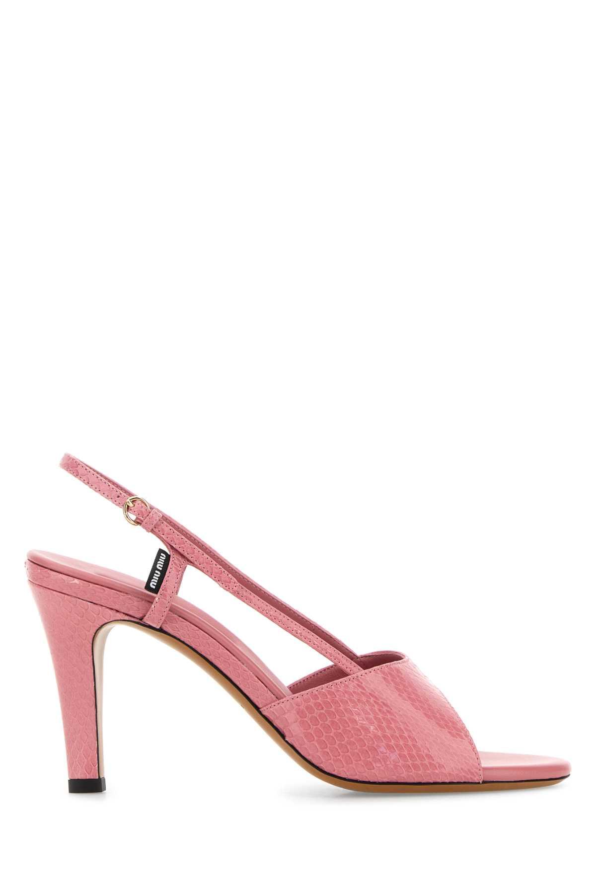 miu miu pink leather sandals