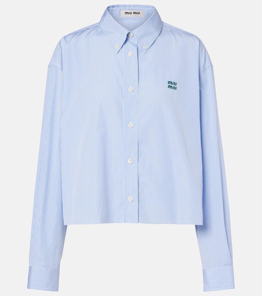 miu miu pinstripe cropped cotton poplin shirt