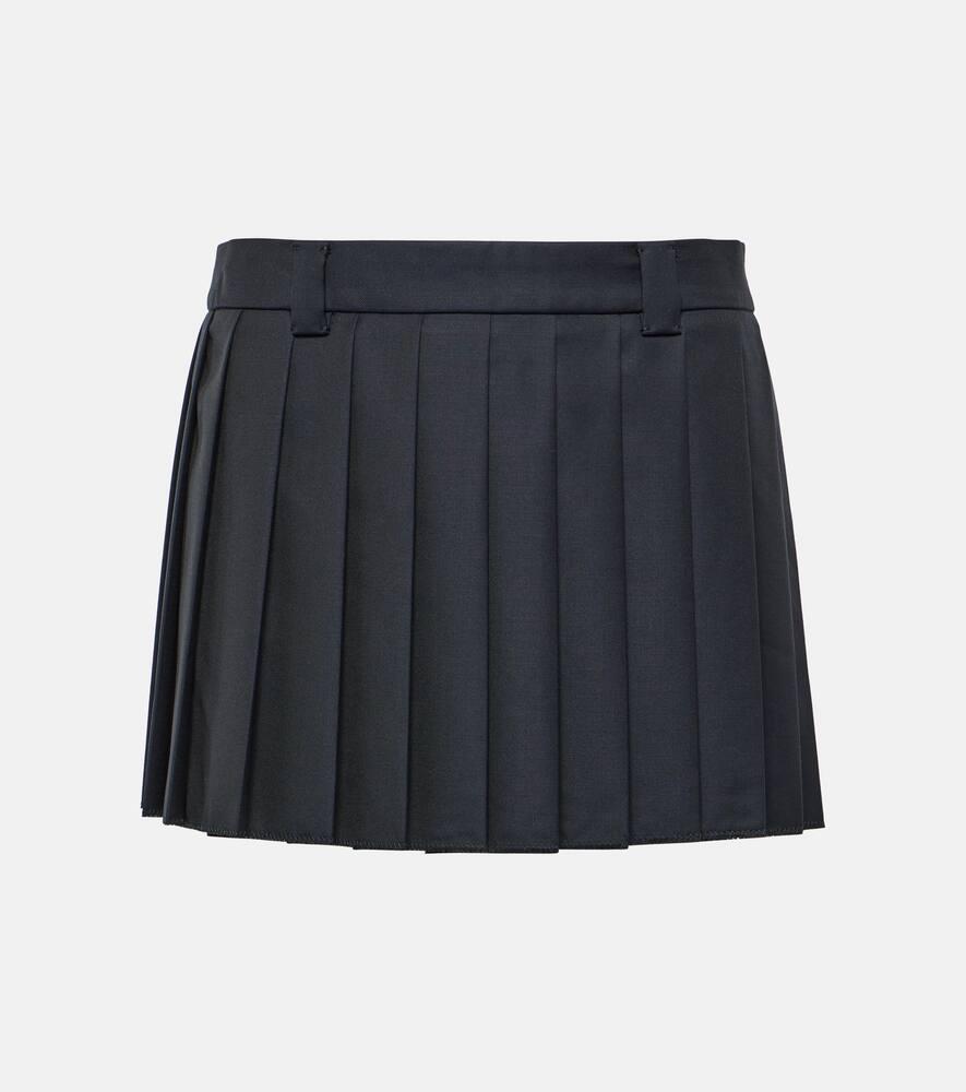 miu miu pleated virgin wool miniskirt