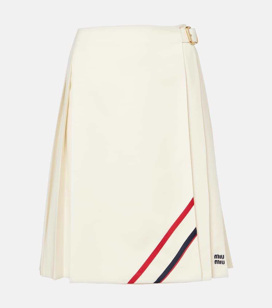 miu miu pleated wool and mohair midi skirt