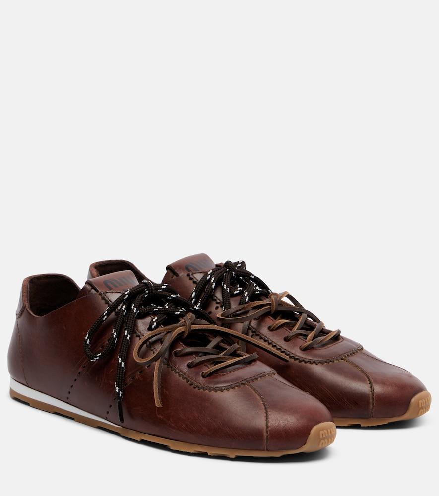 miu miu plume leather sneakers