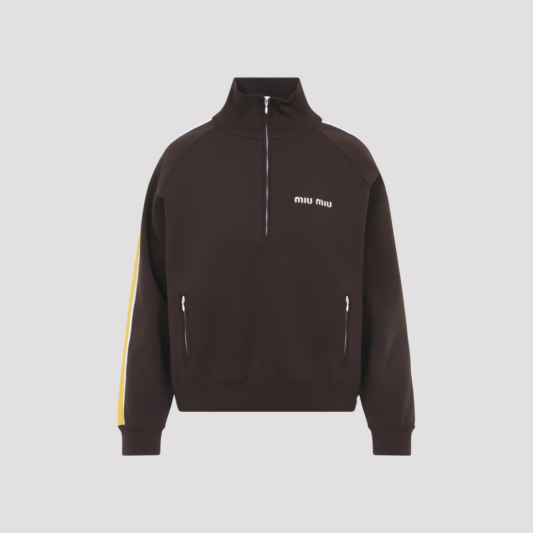 miu miu polyamide turtle neck brown elastan sweater - women