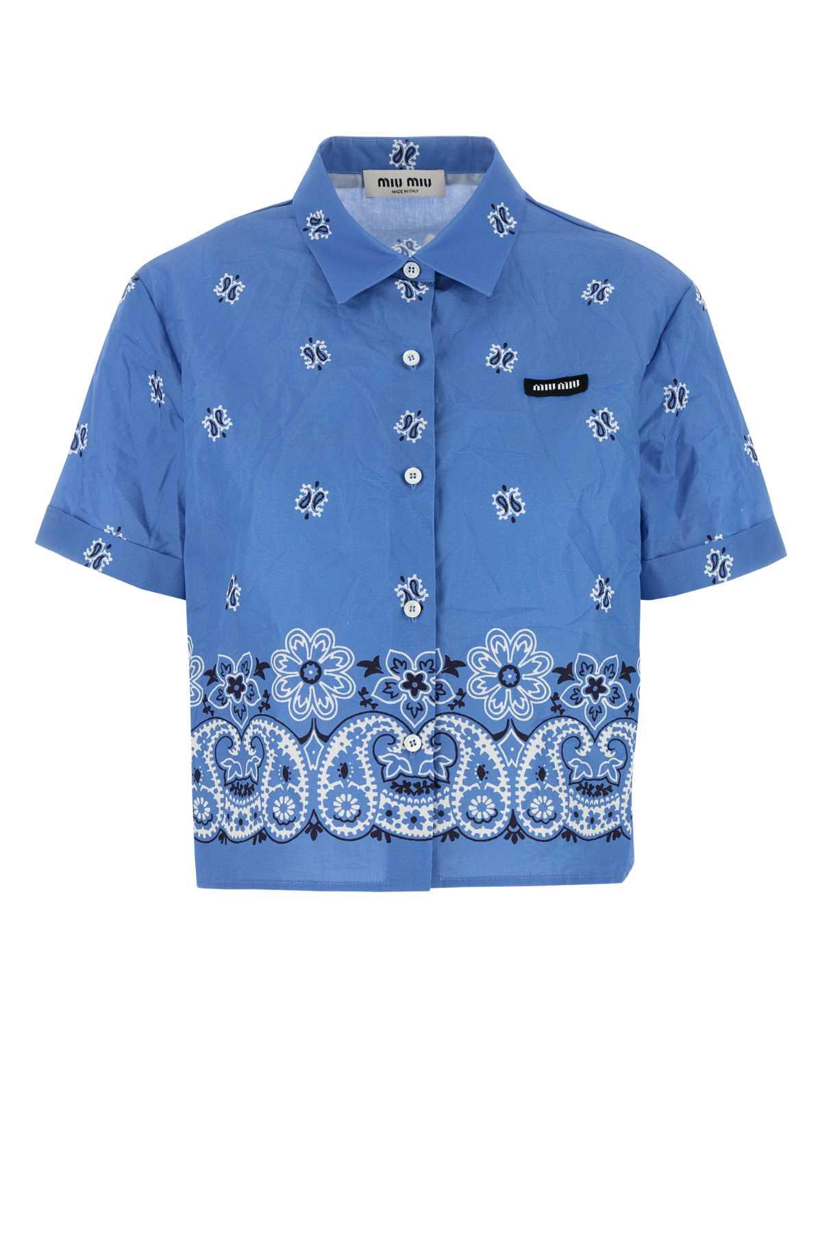 miu miu printed poplin shirt