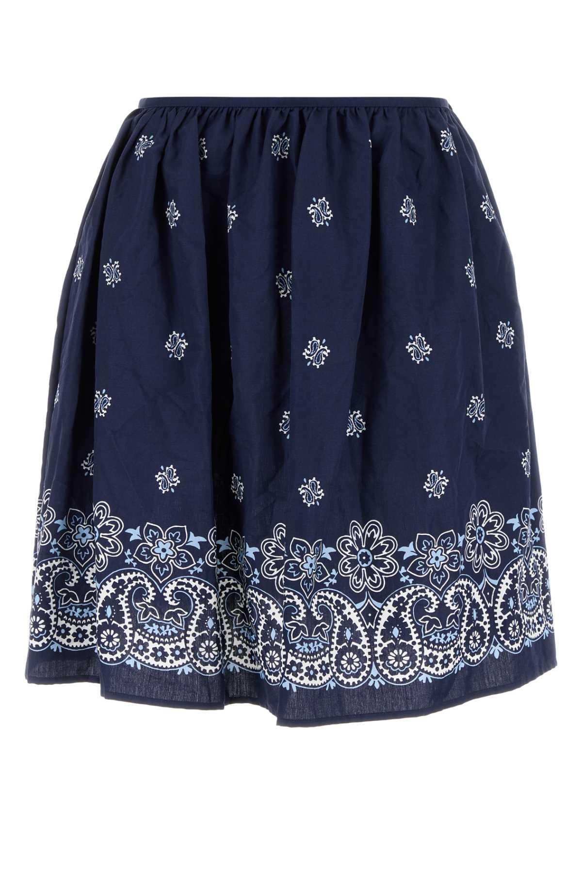 miu miu printed poplin skirt