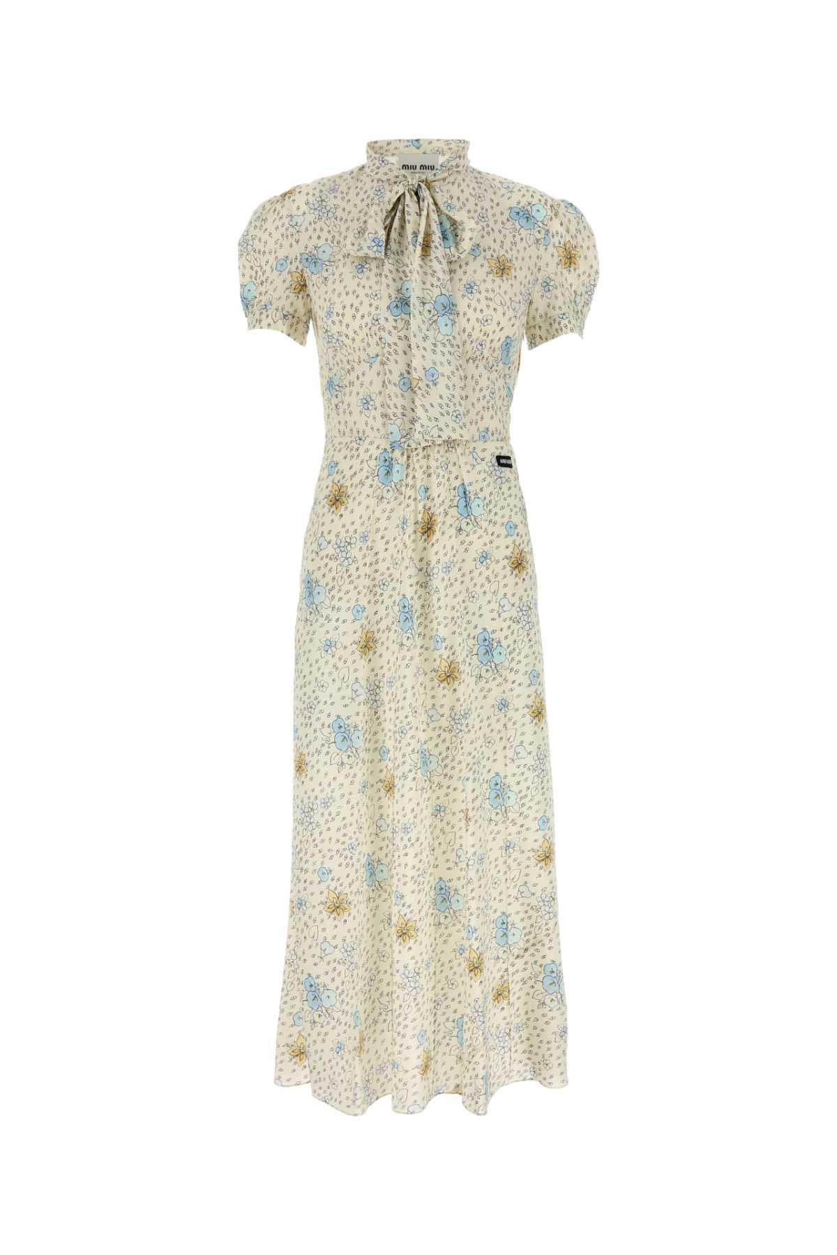 miu miu printed silk dress