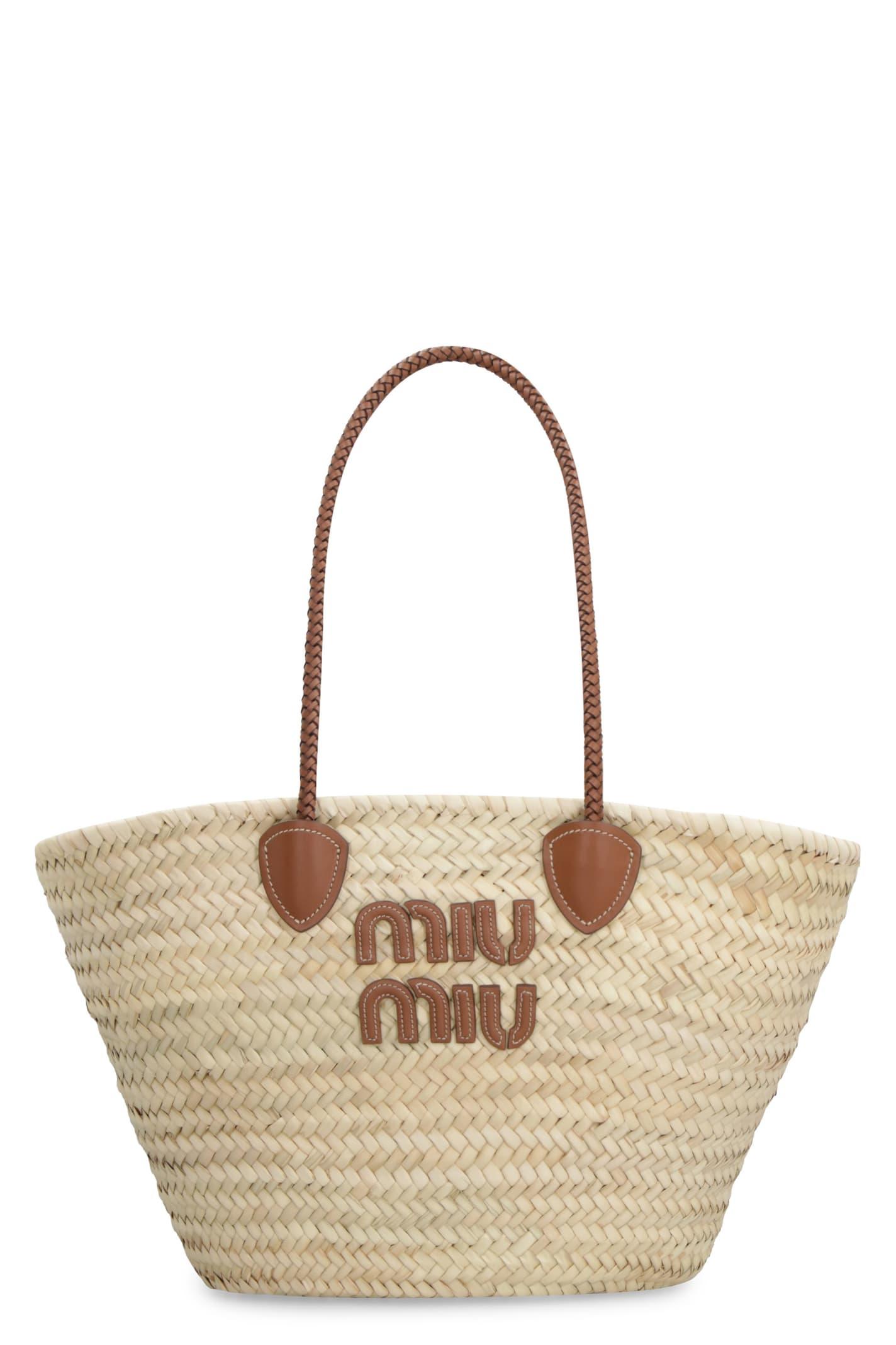 miu miu raffia tote bag