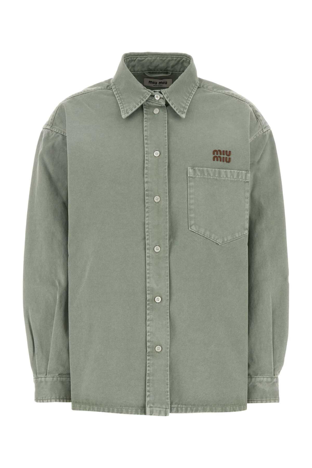 miu miu sage green gabardine shirt