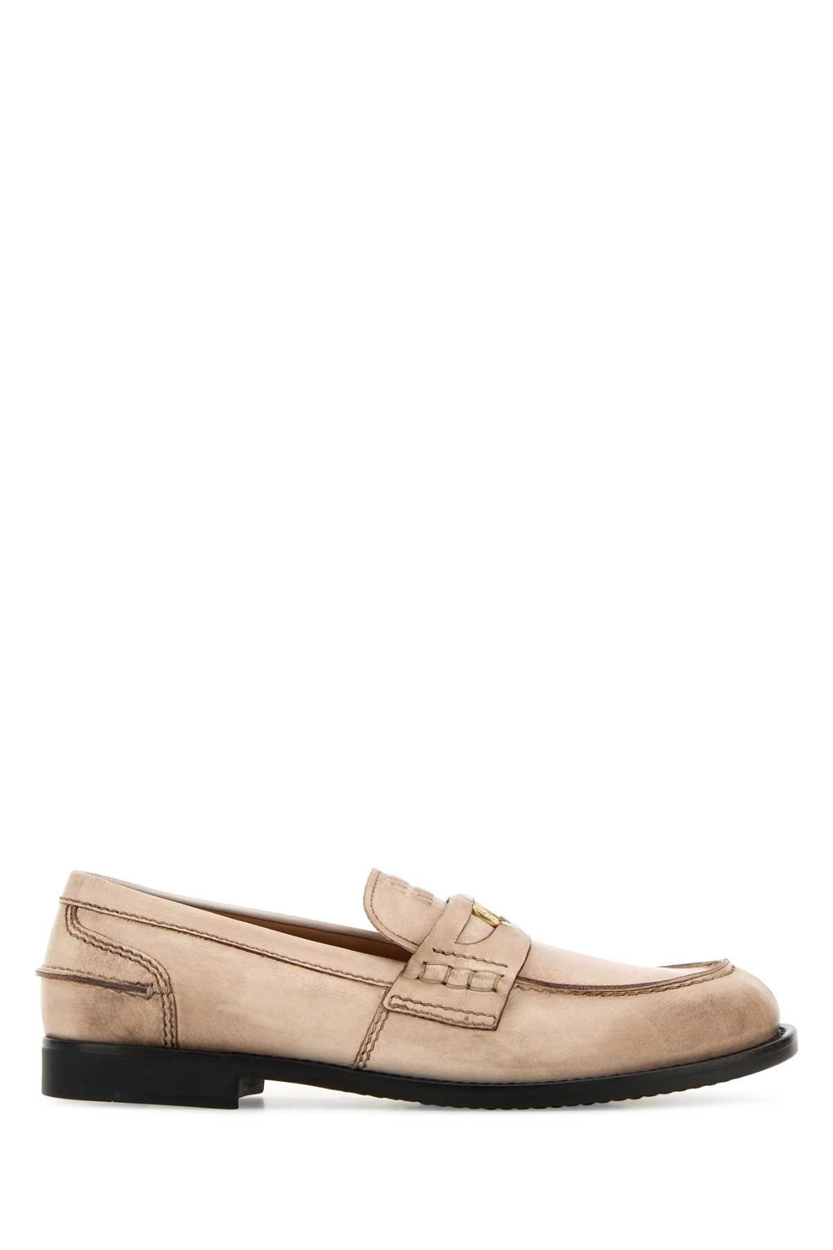 miu miu sand leather loafers