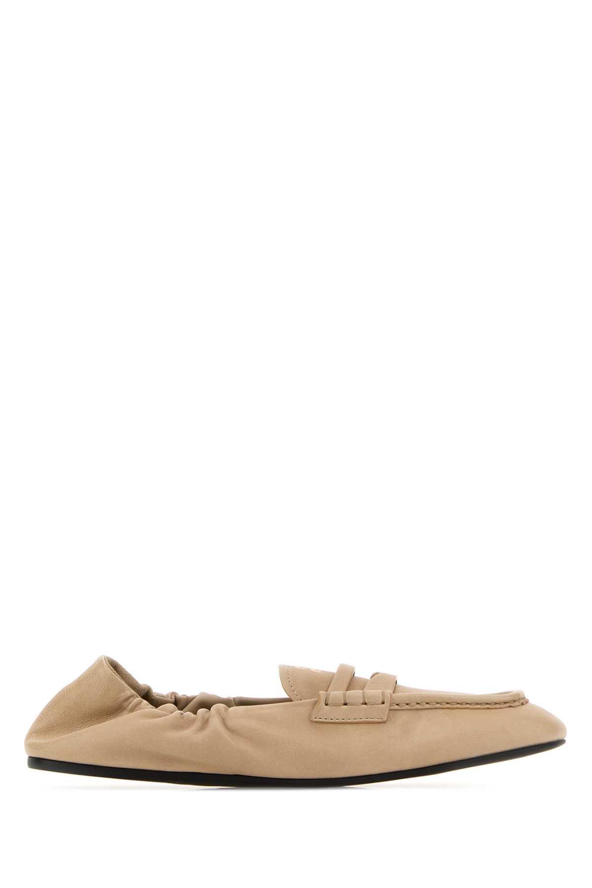 miu miu sand nappa leather ruches loafers