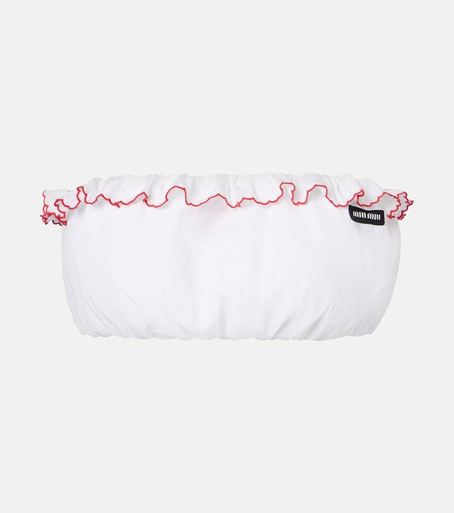 miu miu scalloped cotton poplin bandeau top