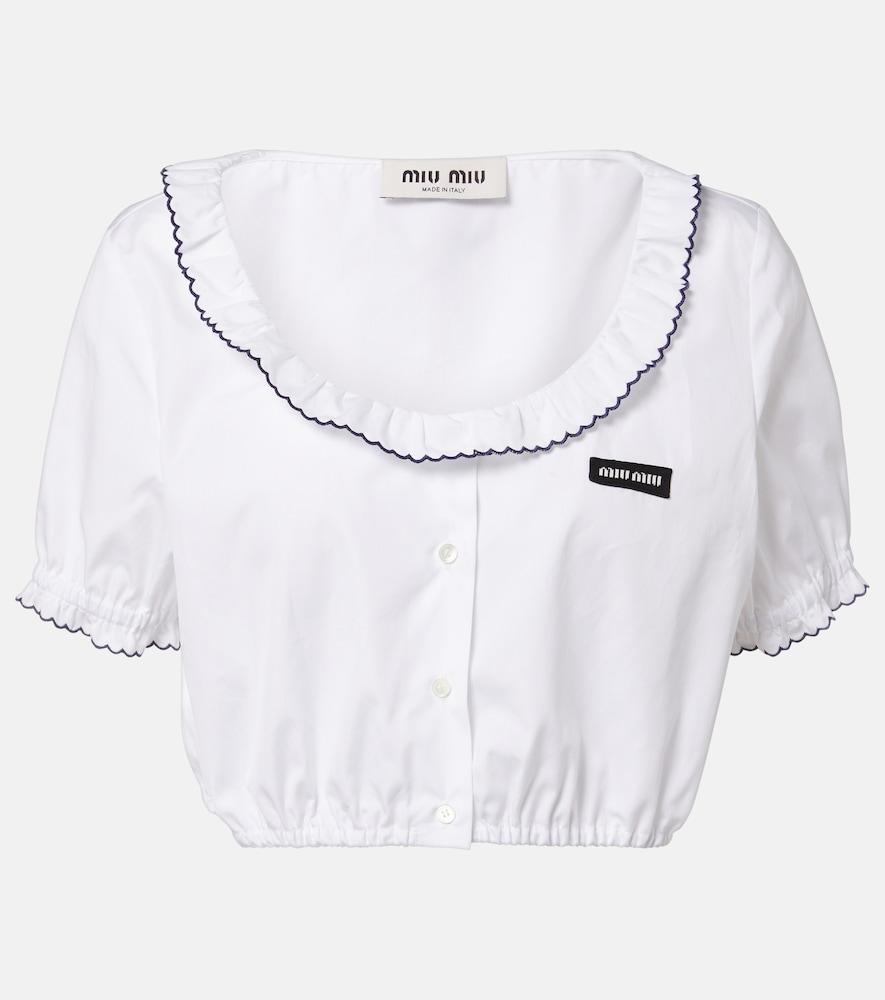 miu miu scalloped cotton poplin crop top