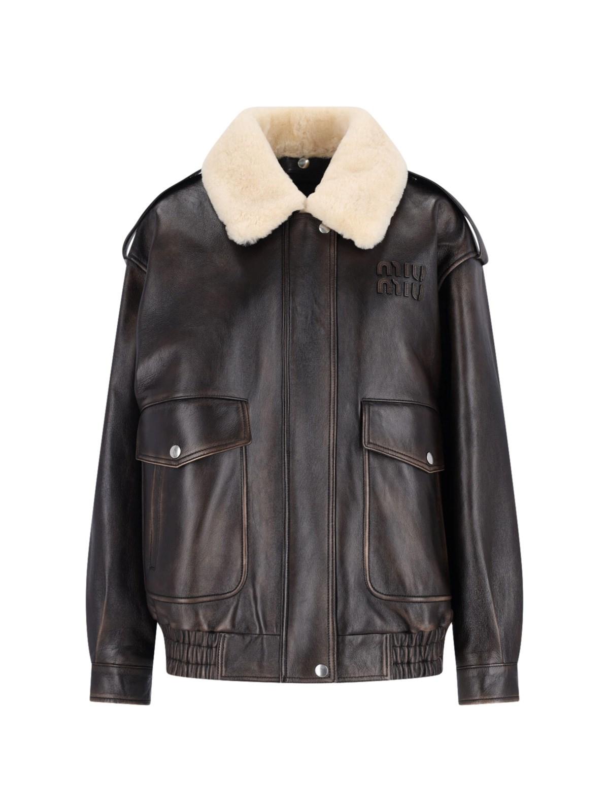 miu miu shearling collar bomber jacket