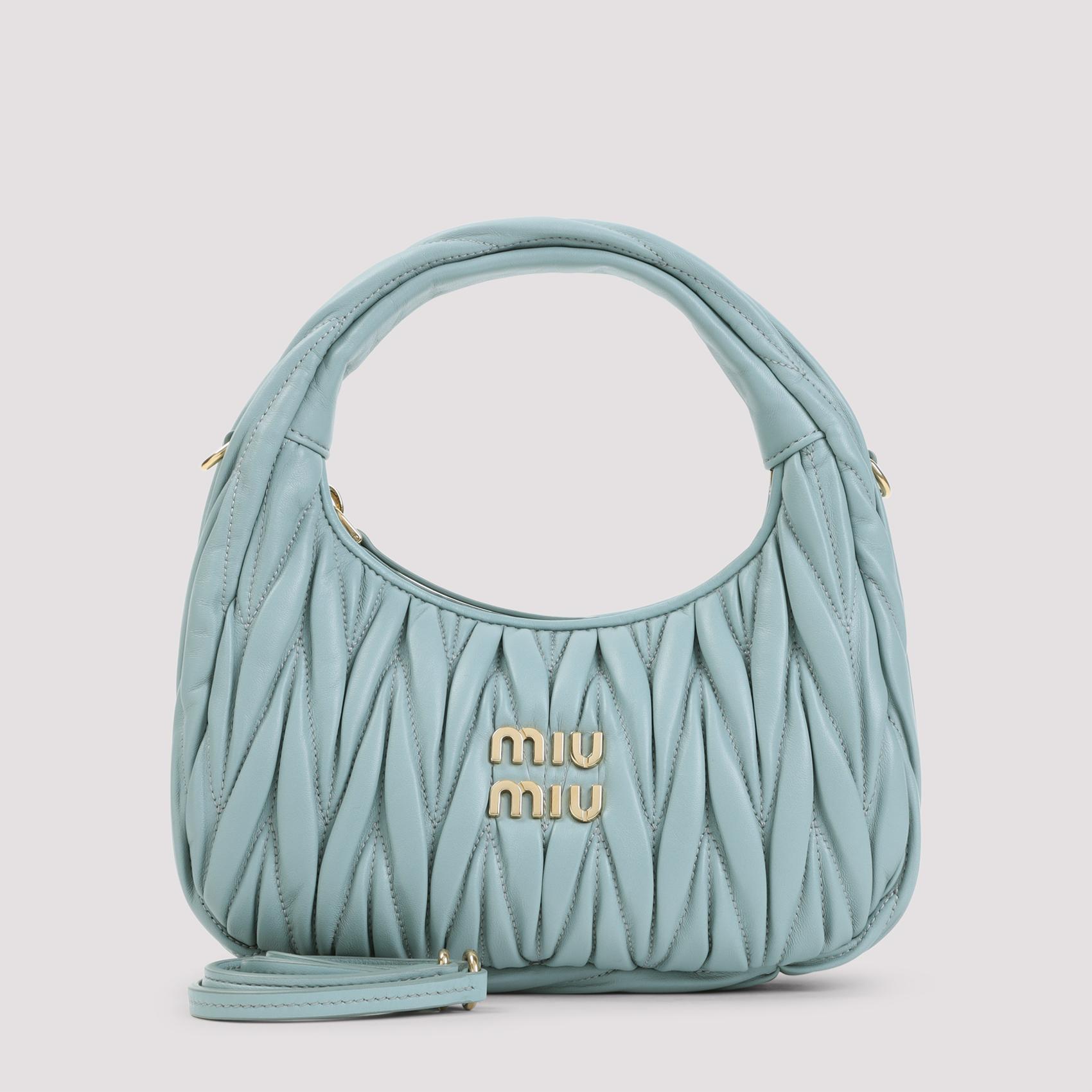 miu miu small wander matelassé hobo bag green lamb leather - women