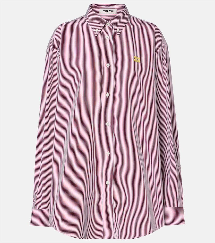 miu miu striped oversized cotton shirt