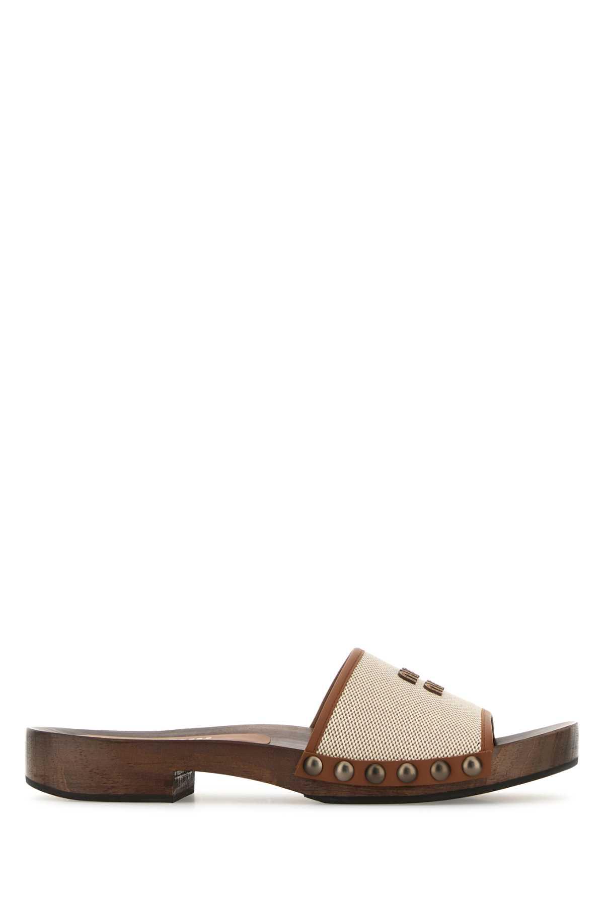 miu miu two-tone canvas clogs