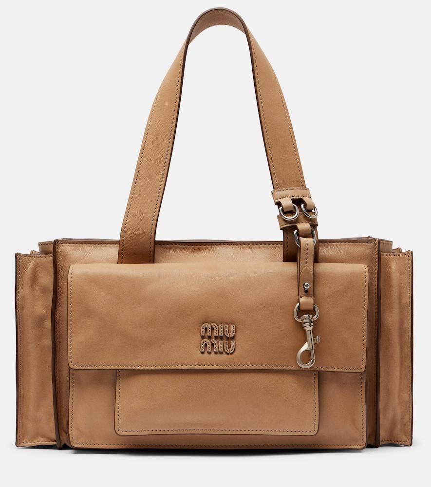 miu miu utilitaire leather shoulder bag