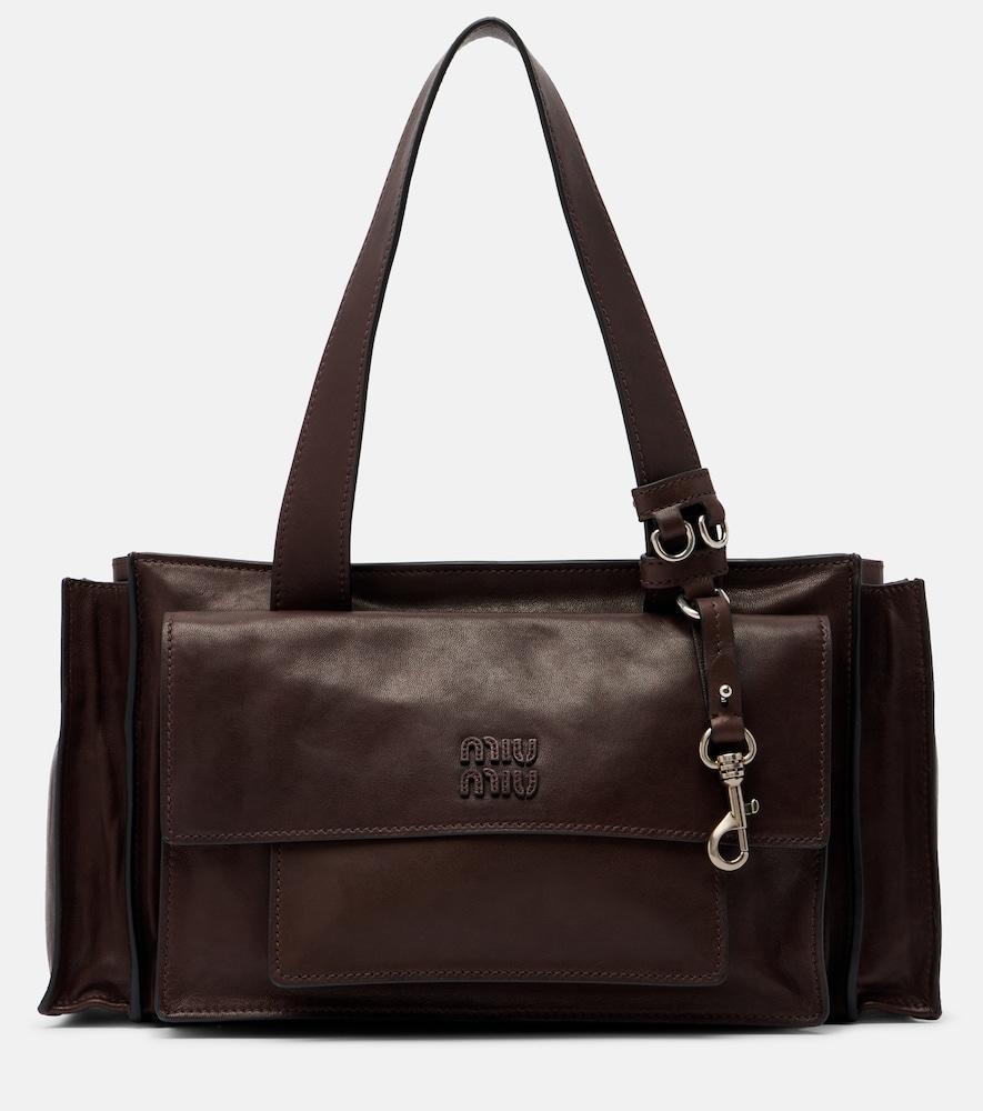 miu miu utilitaire leather shoulder bag
