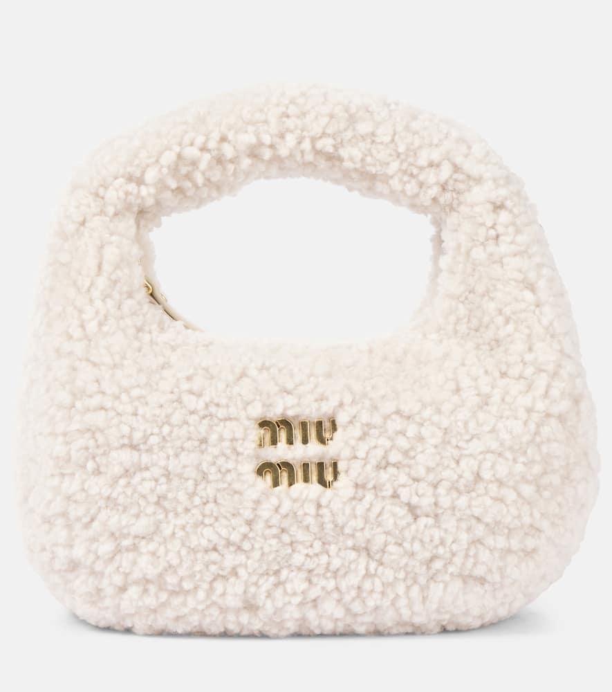 miu miu wander mini shearling shoulder bag