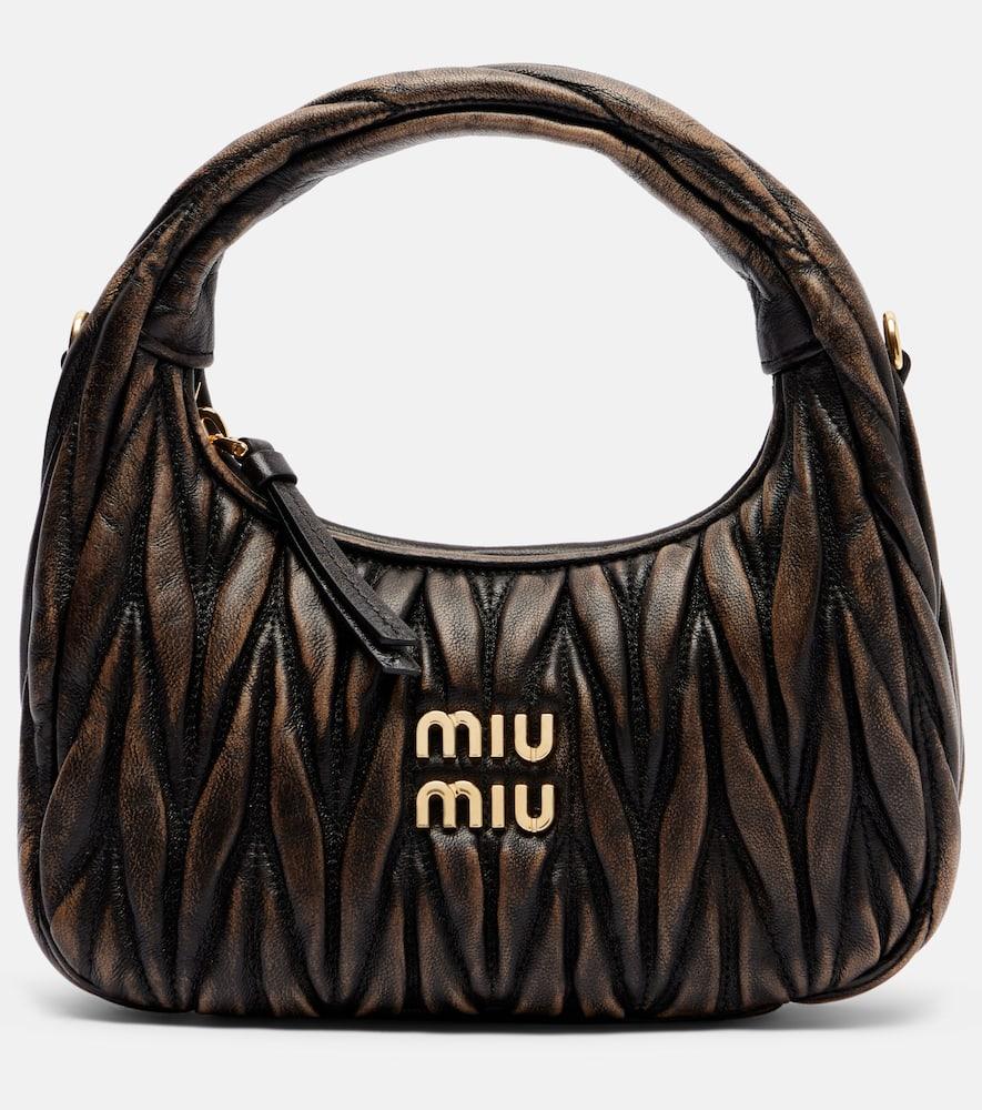miu miu wander small matelassé leather tote bag