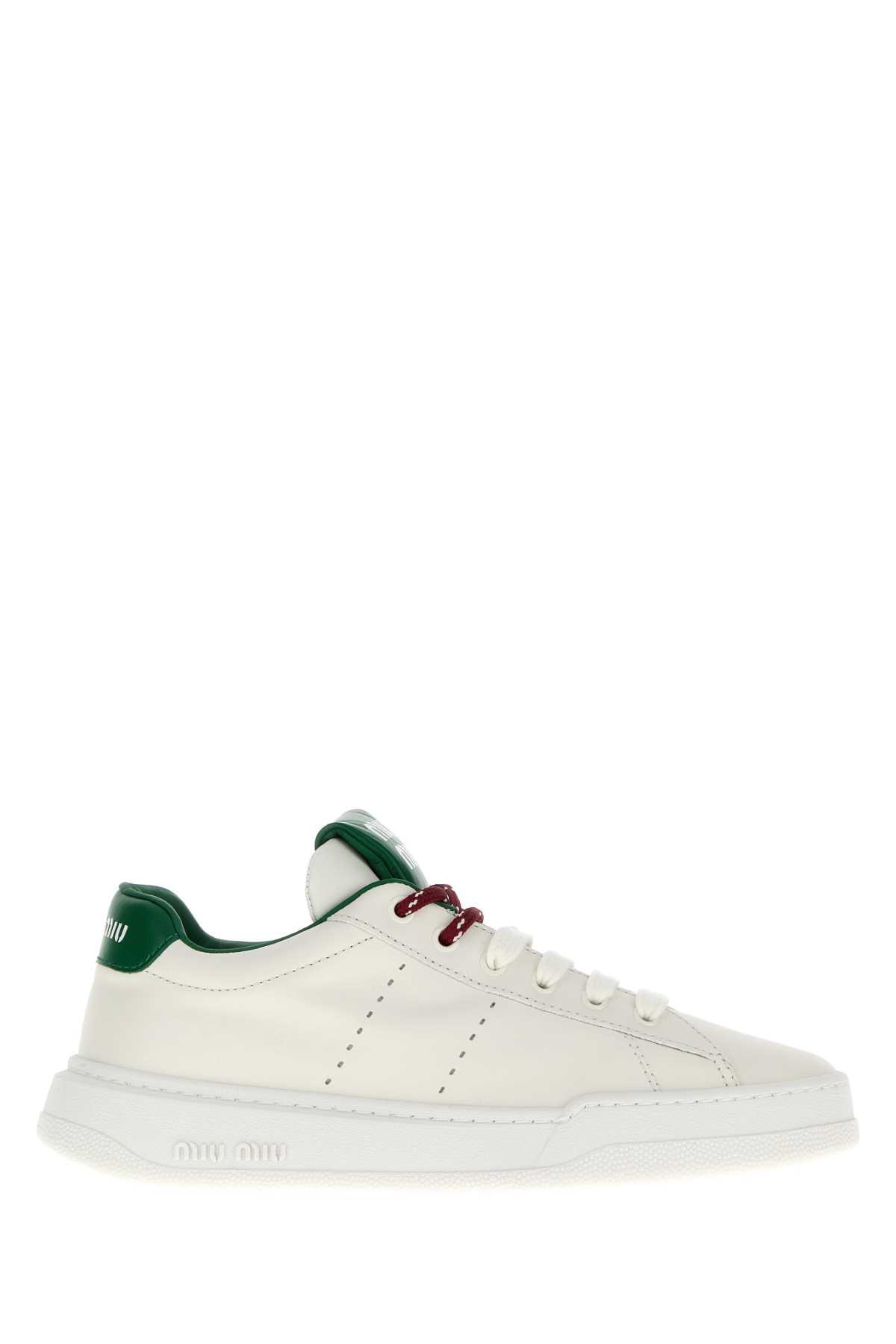 miu miu white leather sneakers