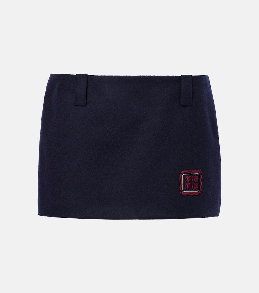 miu miu wool and cashmere velour miniskirt