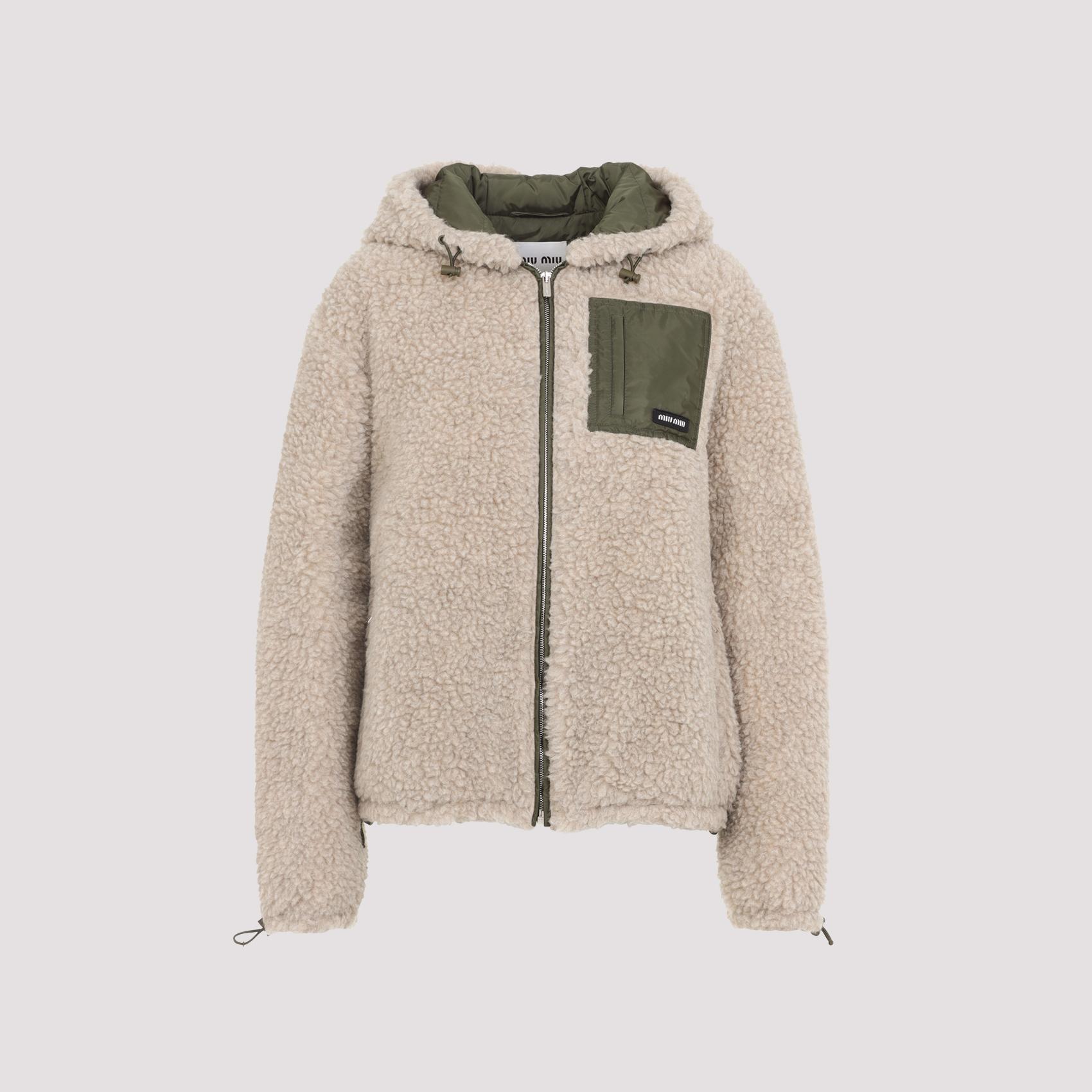 miu miu wool blouson jacket nude & neutrals polyester - women