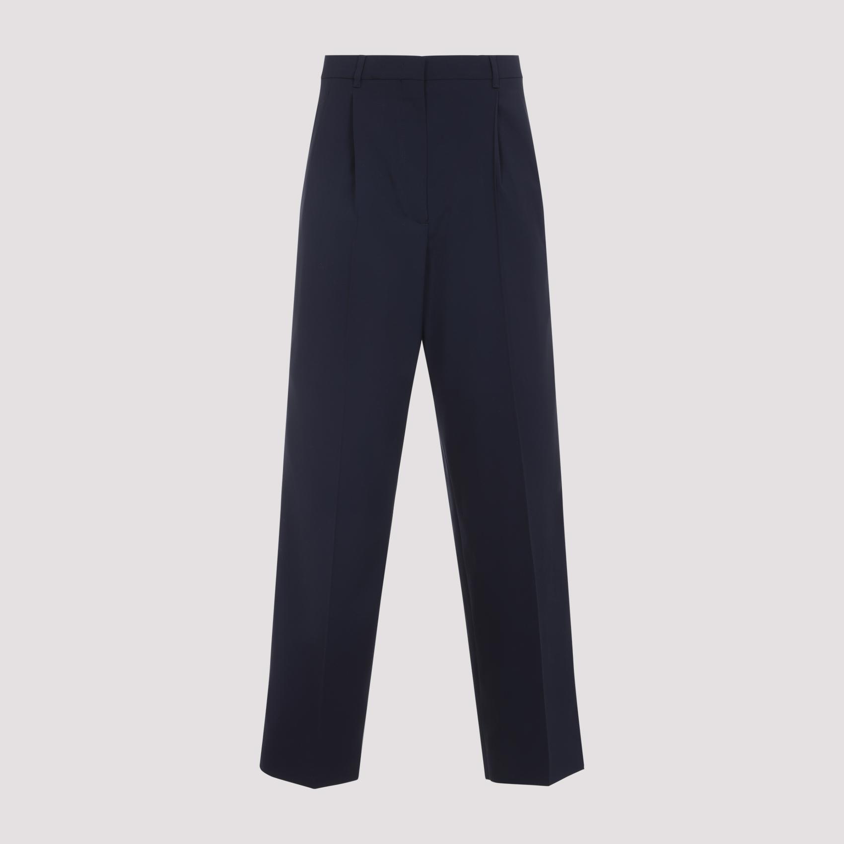 miu miu wool pants blue elastan - women