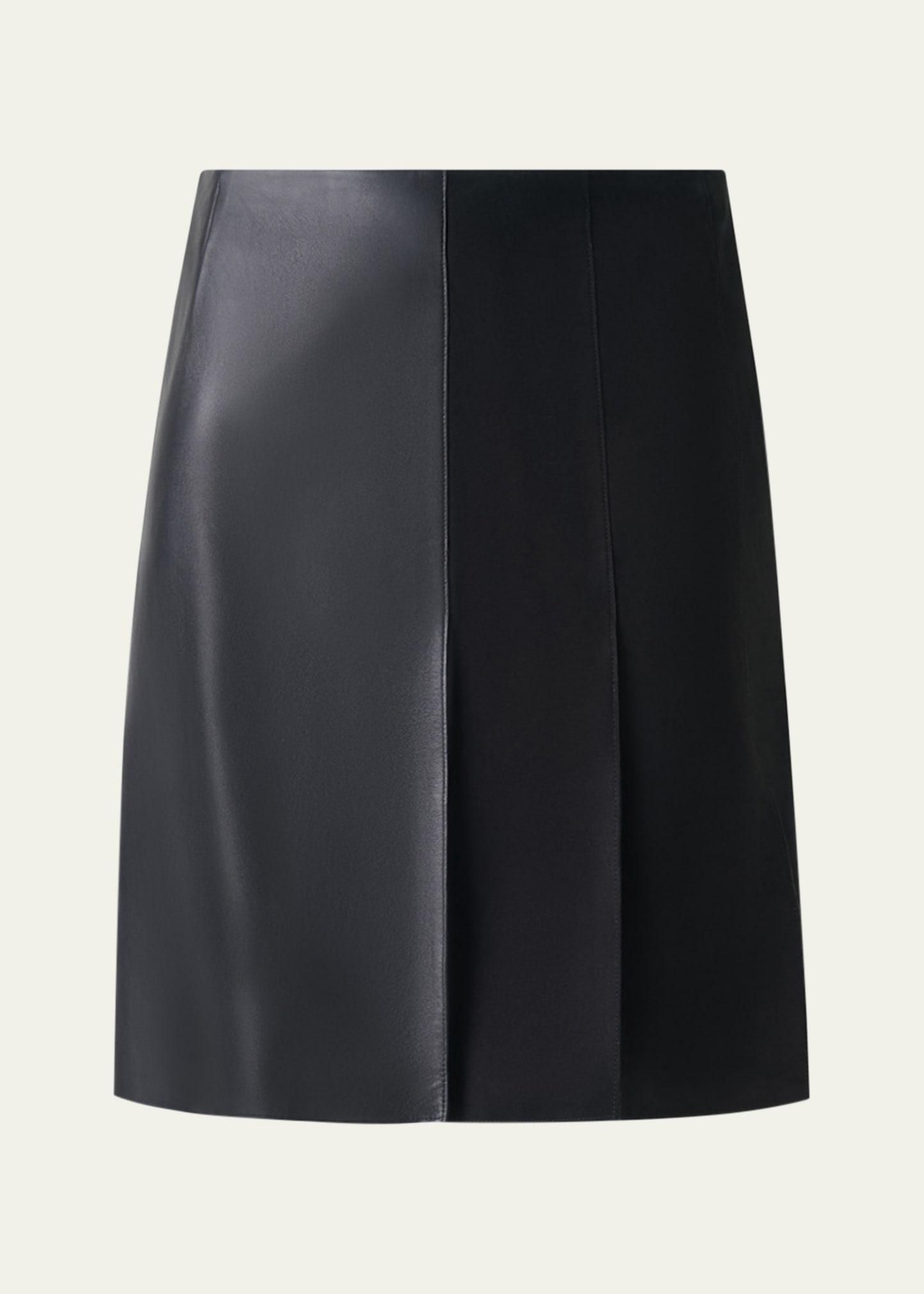 mixed leather pleated mini skirt
