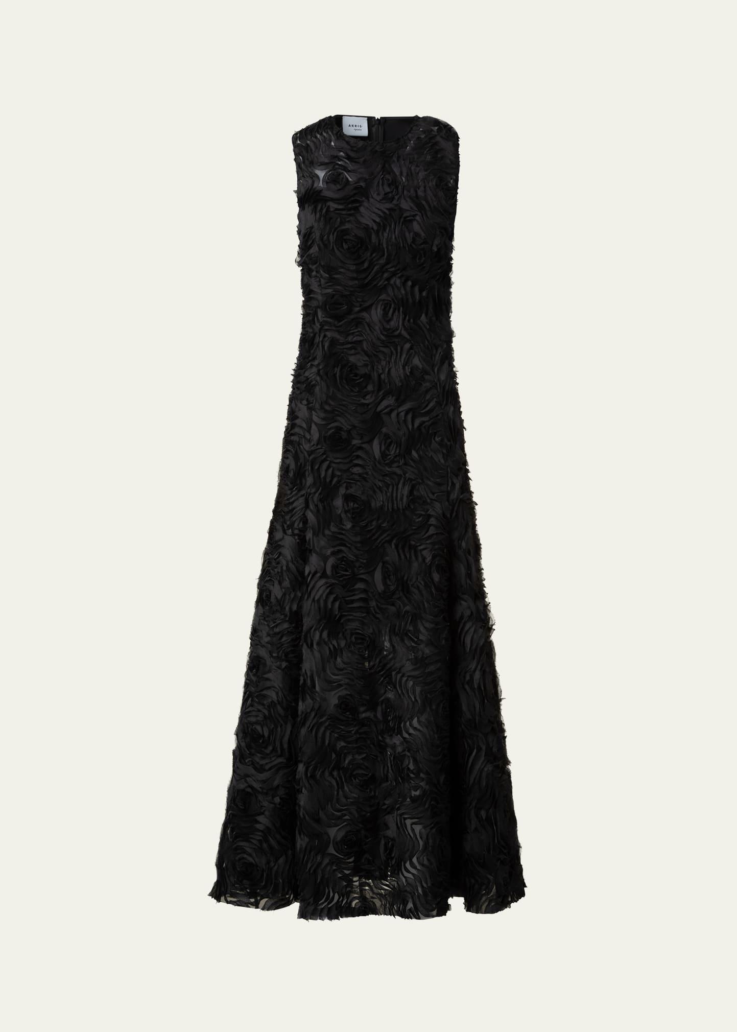 mixed-media 3d carnation tulle dress
