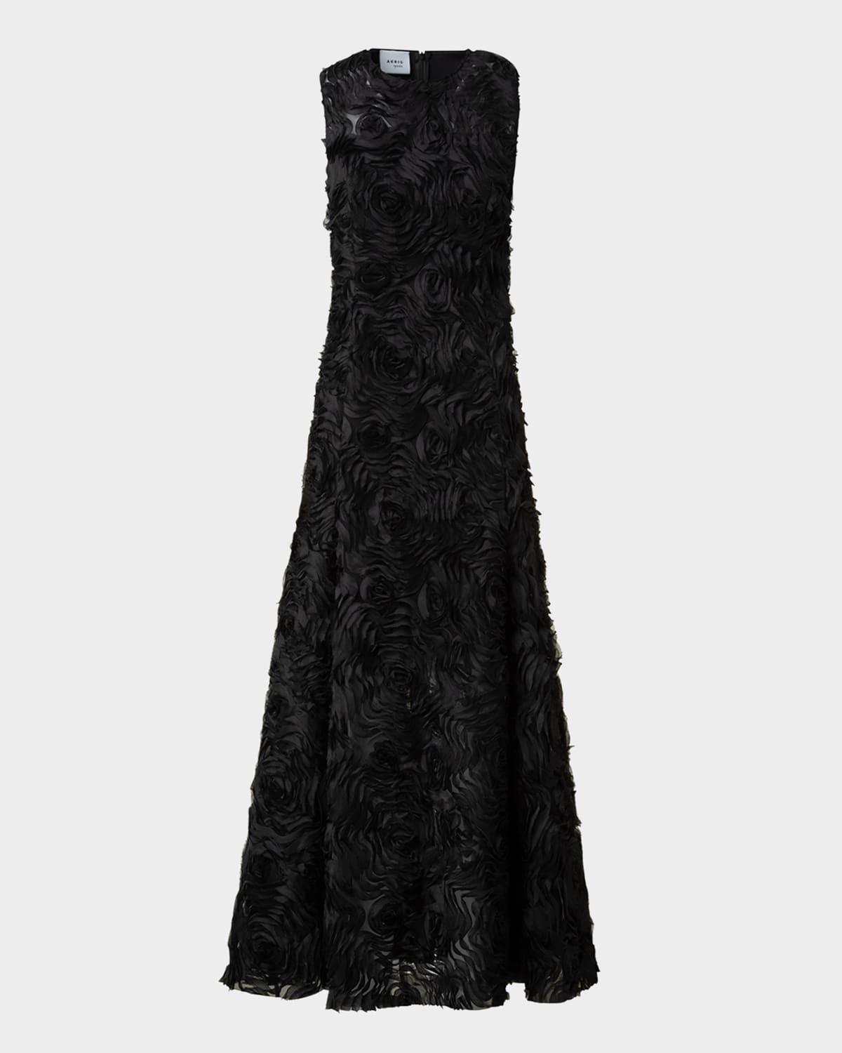 mixed-media 3d carnation tulle dress