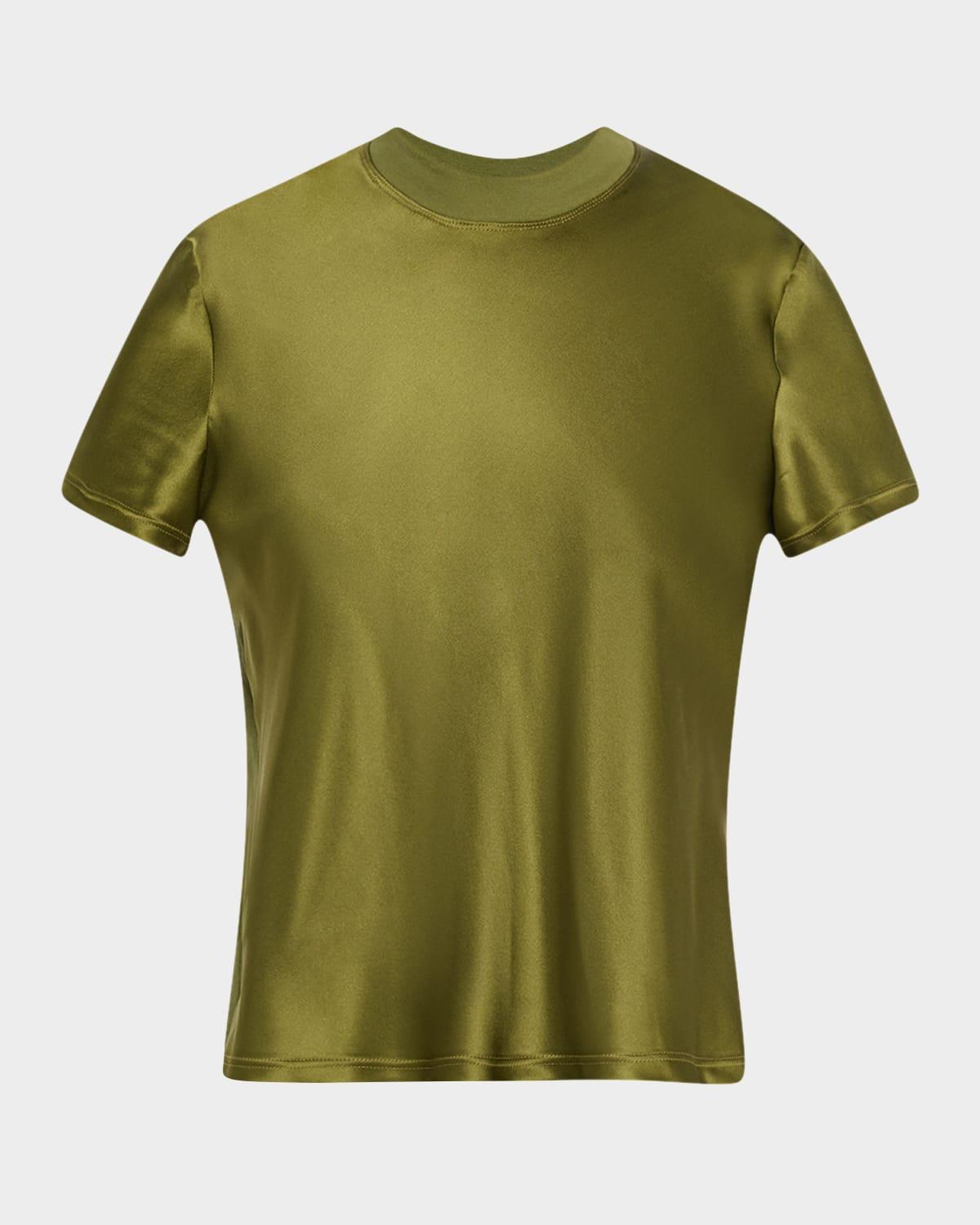 mixed-media bias silk t-shirt