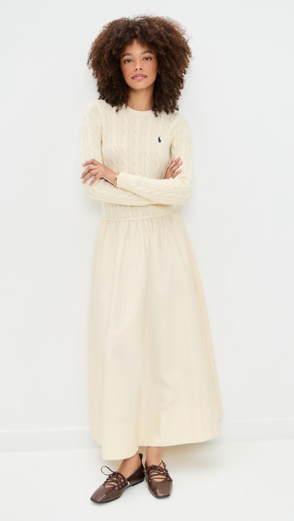 mixed media crew neck dress