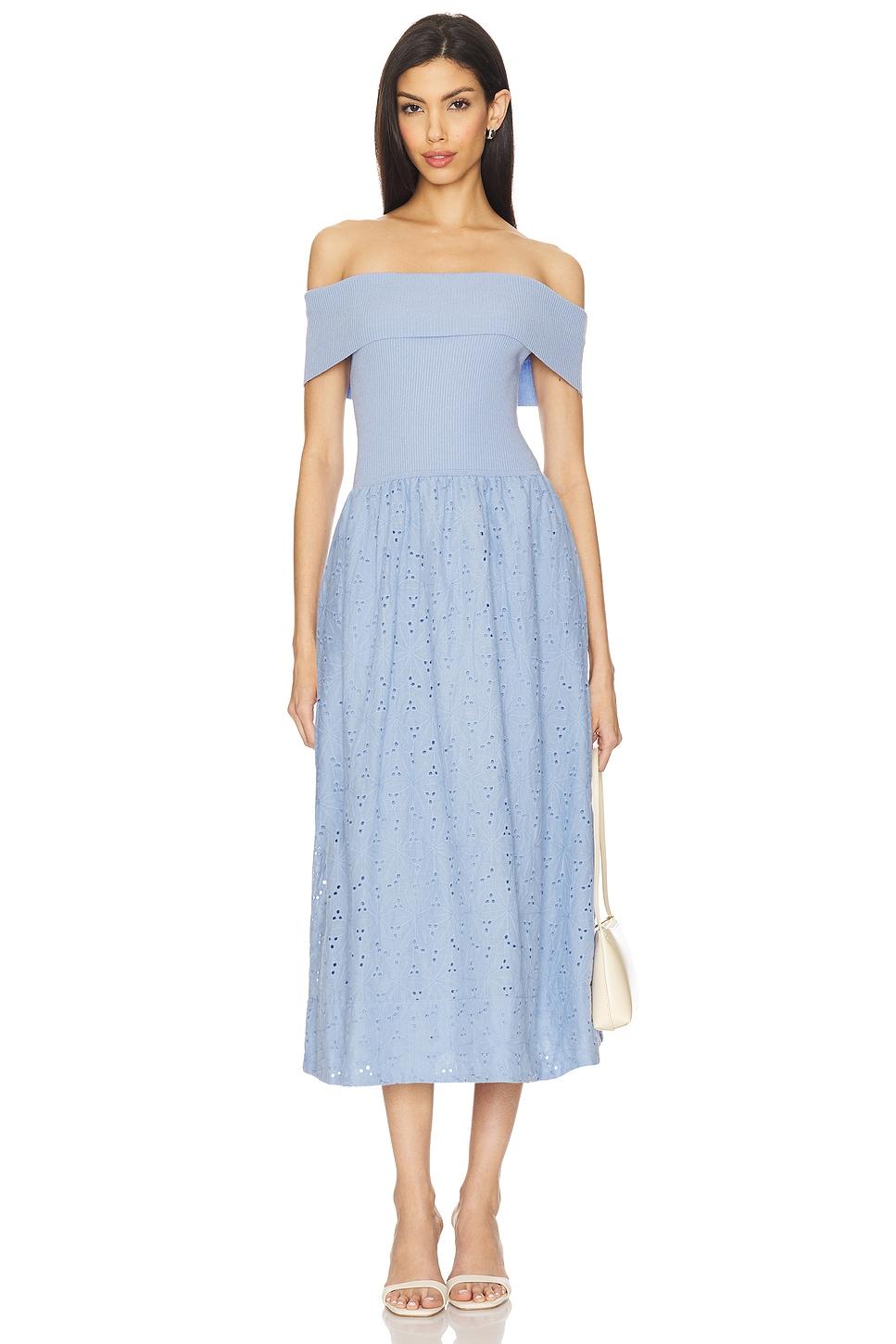 mixed media off shoulder dress