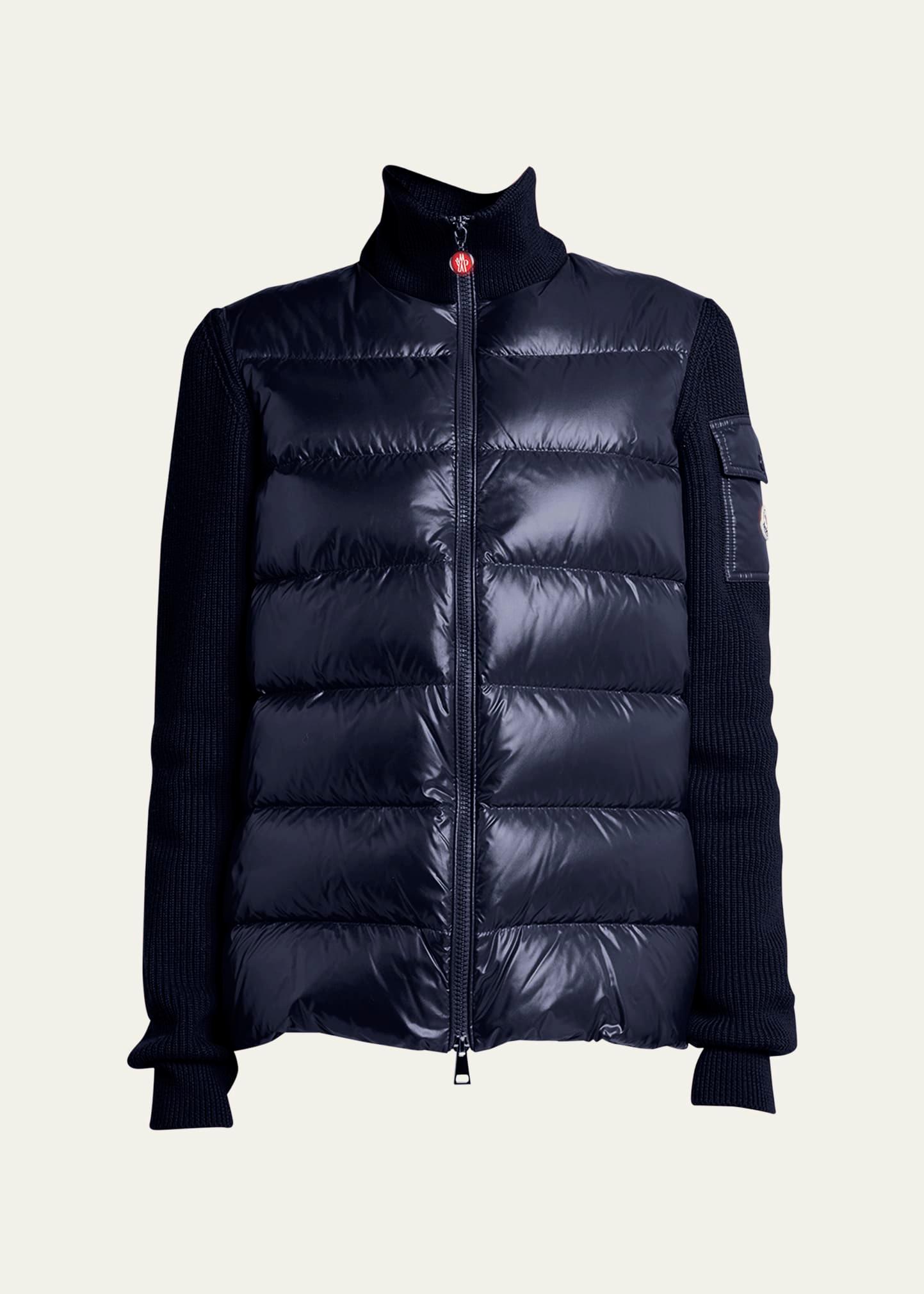 mixed media wool puffer cardigan