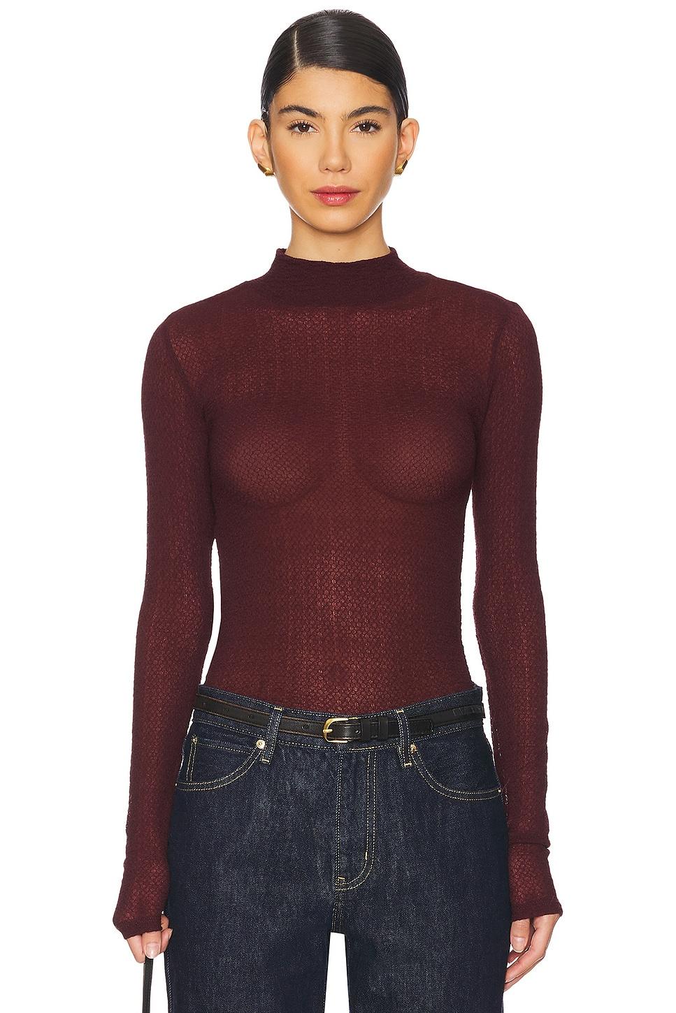 mixed mesh turtleneck
