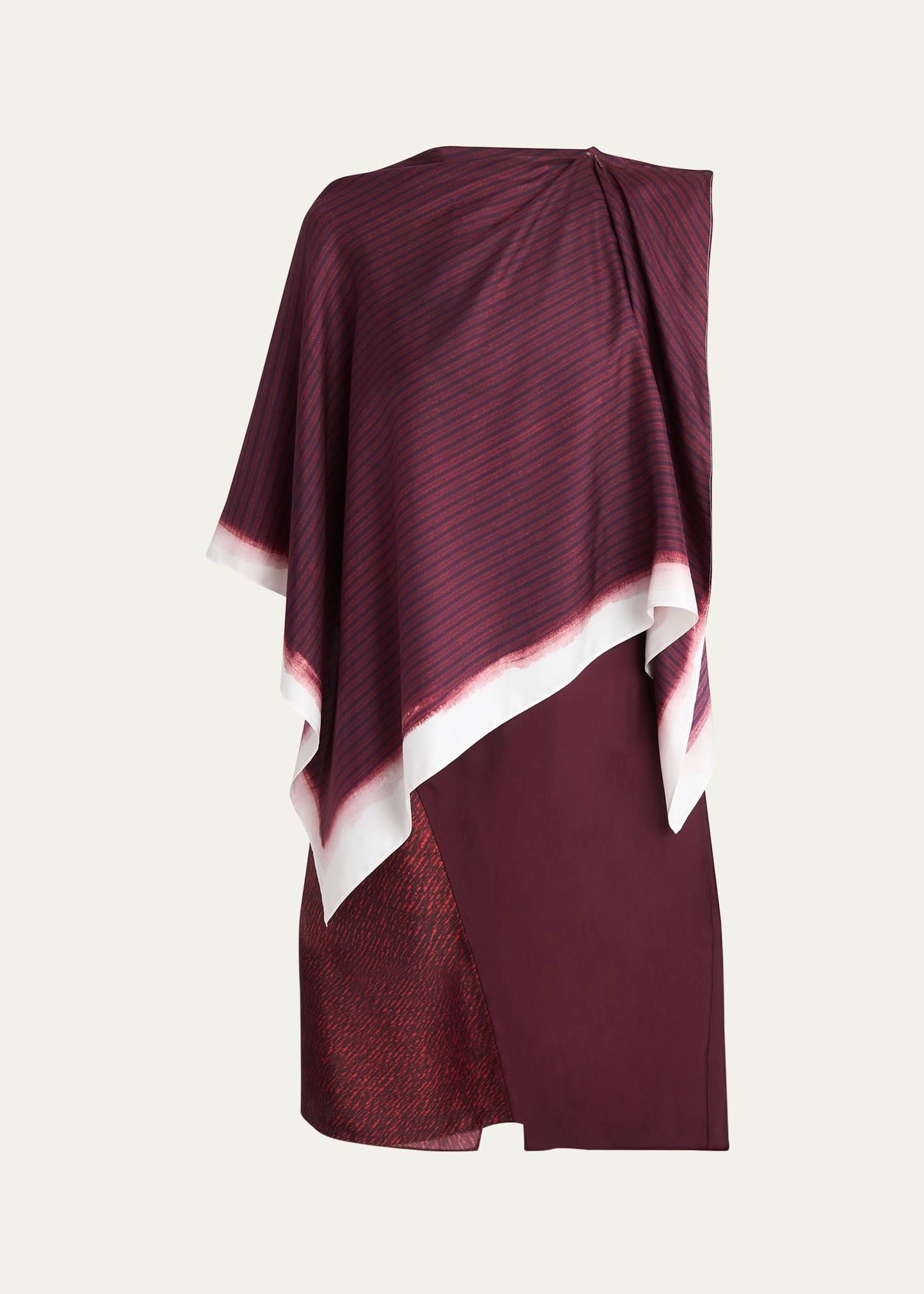 mixed-print mouline twill dress