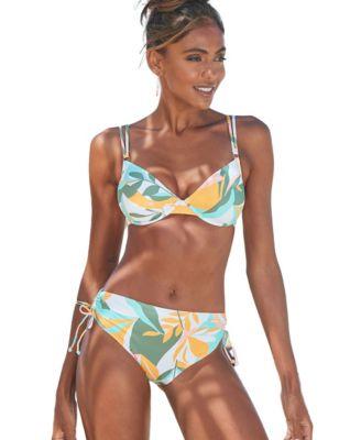 mixed print underwire bikini top bottom