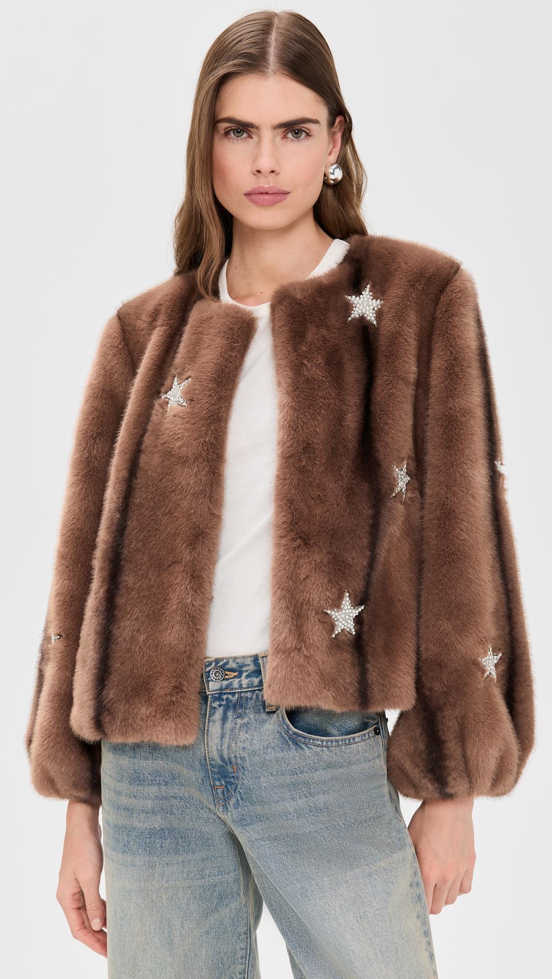 mixed star faux mink benson coat