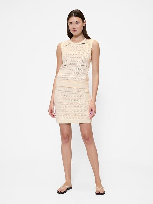 mixed-stitch sweater mini skirt