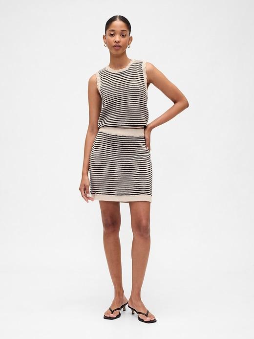 mixed-stitch sweater mini skirt