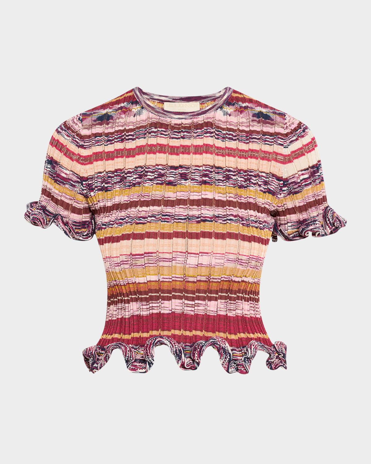 miya short-sleeve knit ruffle top