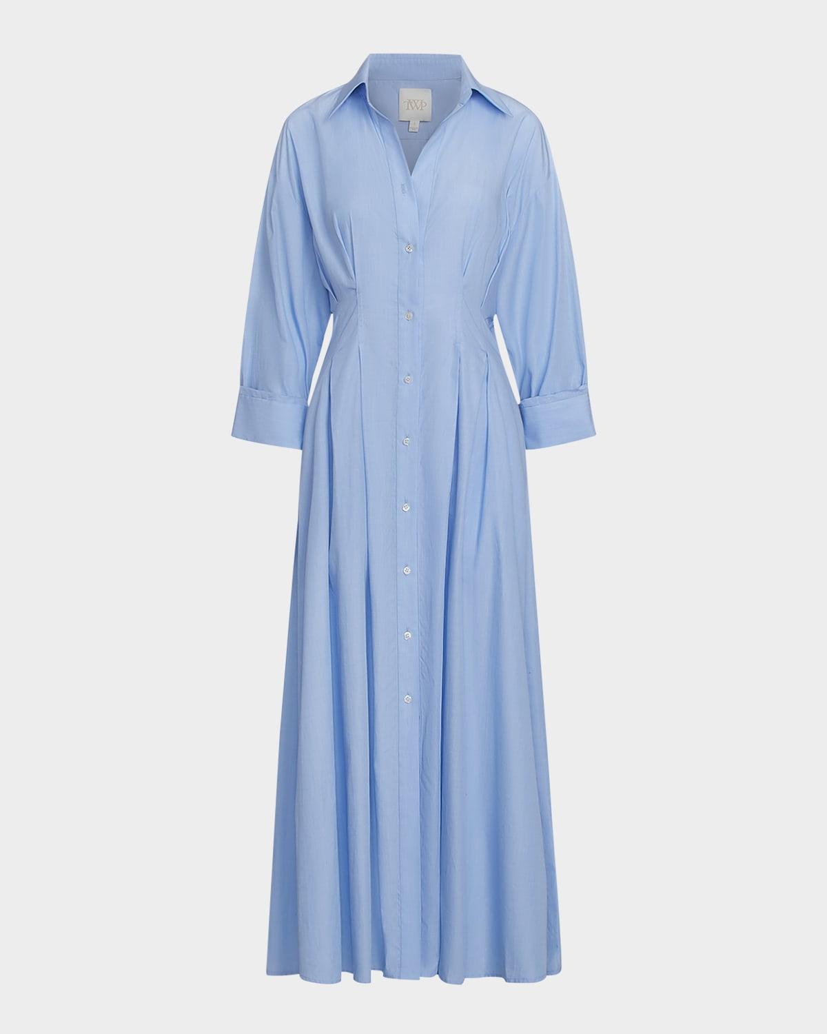 mm pleated maxi shirtdress