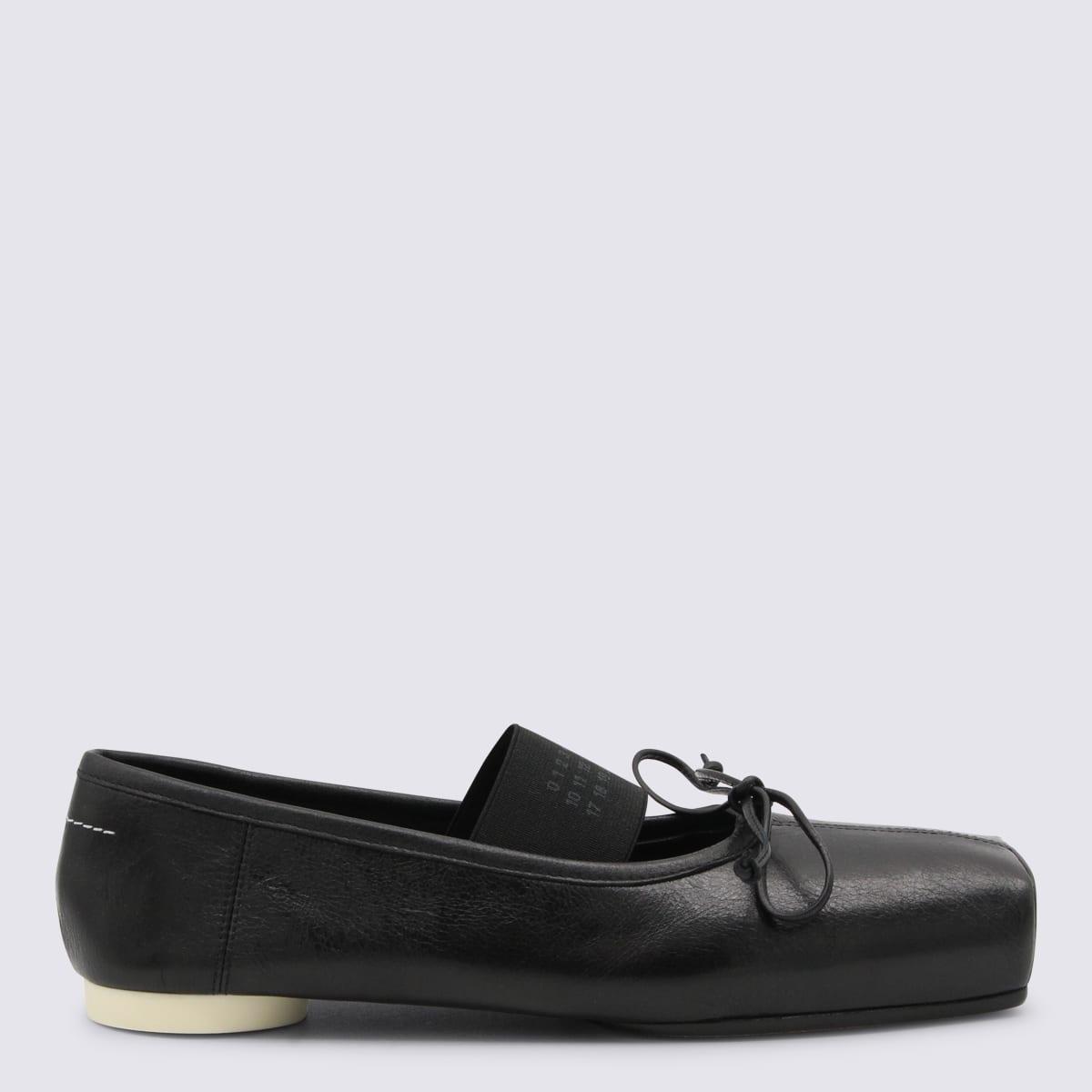 mm6 maison margiela black leather flats