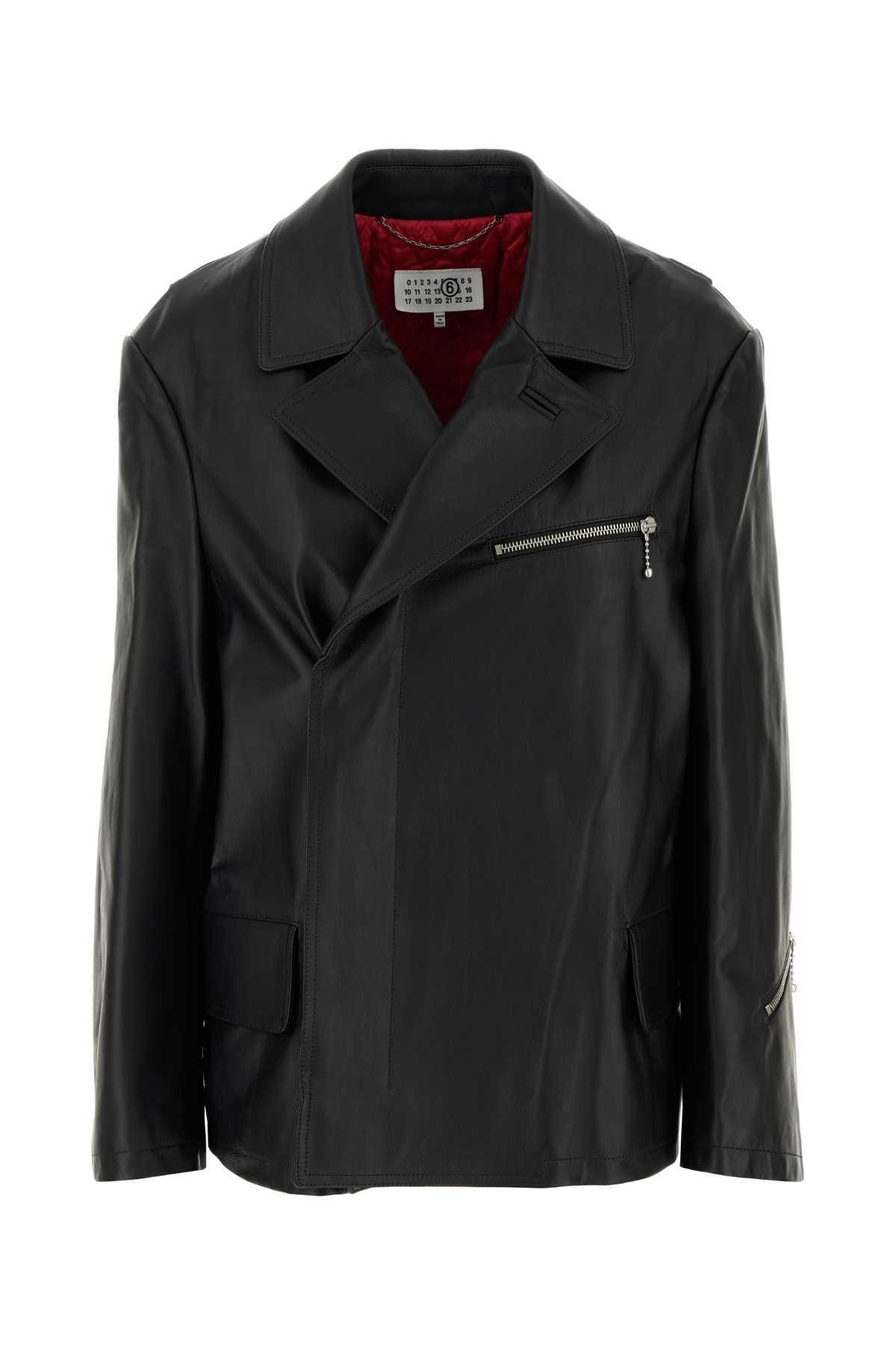 mm6 maison margiela black leather jacket