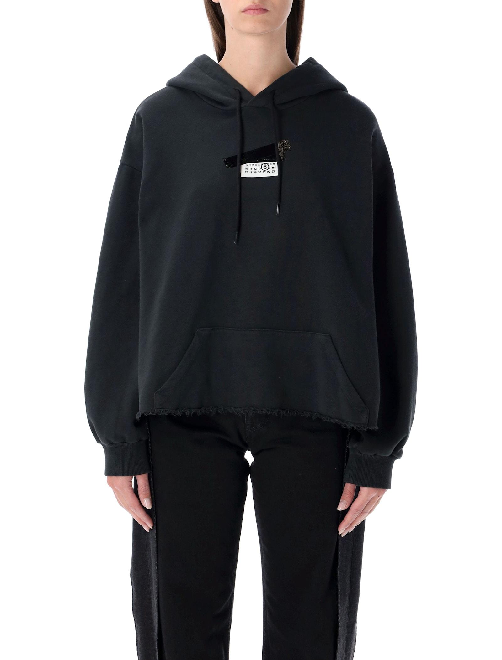 mm6 maison margiela black logo hoodie