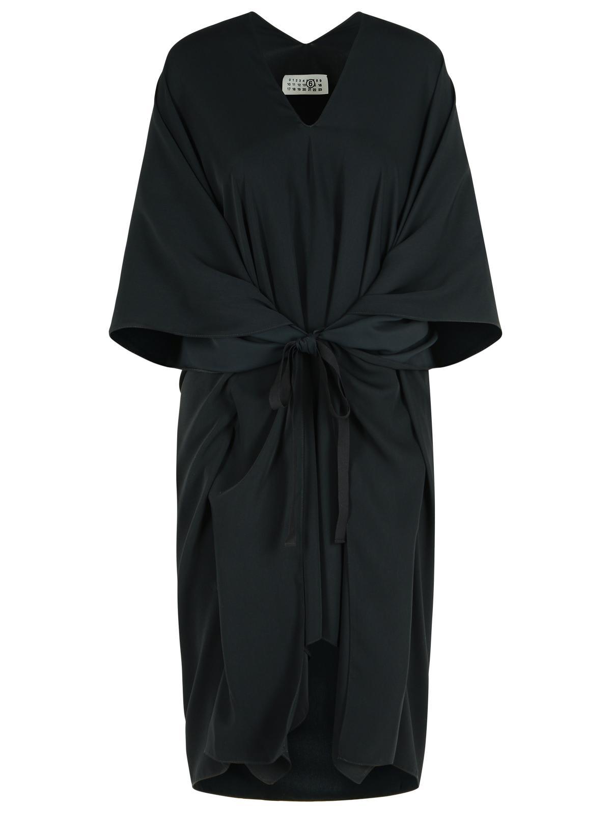 mm6 maison margiela black polyester dress