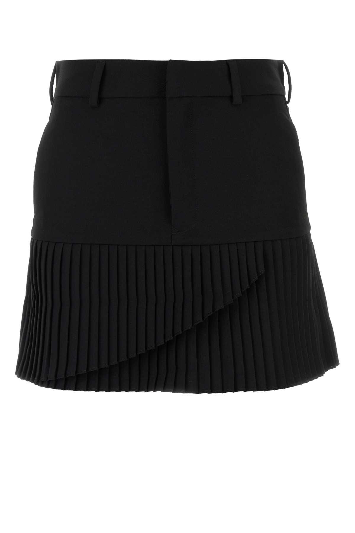 mm6 maison margiela black stretch twill mini skirt