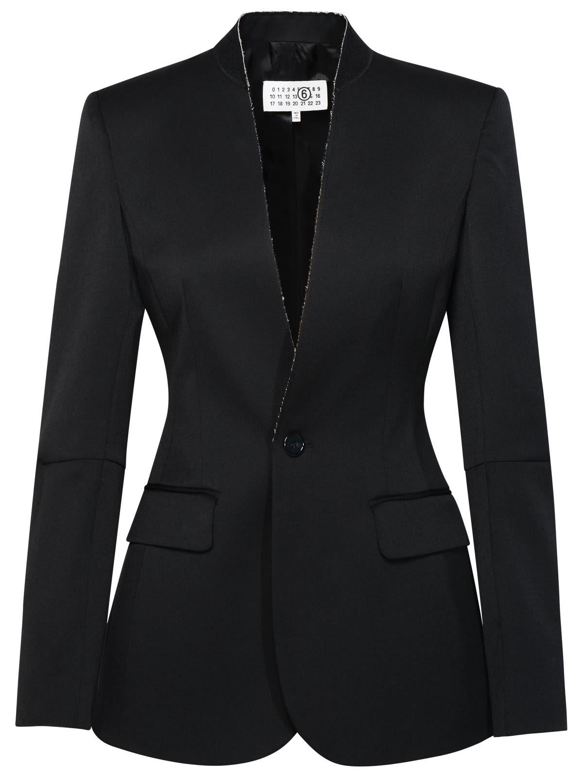 mm6 maison margiela black virgin wool blend jacket